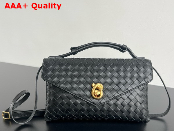 Bottega Veneta Knot Lock Cross Body Bag in Black Intrecciato Leather Replica