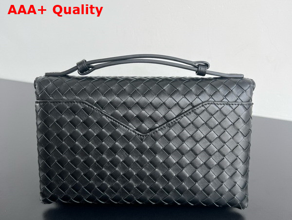 Bottega Veneta Knot Lock Cross Body Bag in Black Intrecciato Leather Replica