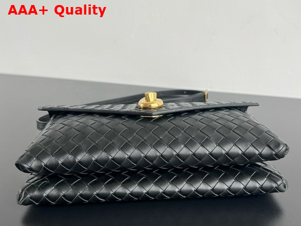 Bottega Veneta Knot Lock Cross Body Bag in Black Intrecciato Leather Replica