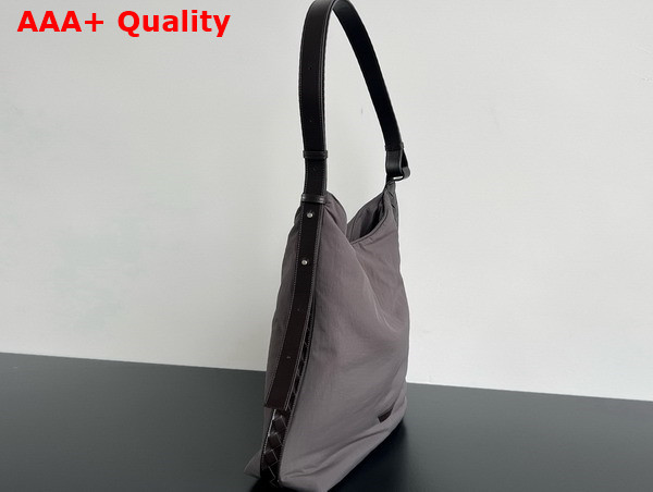Bottega Veneta Large Crossroad Hobo Bag in Light Graphite Lightweight Padded Nylon with Adjustable Intrecciato Leather Strap Replica