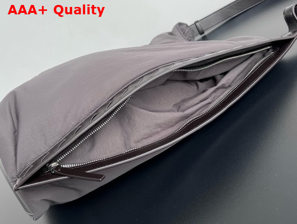 Bottega Veneta Large Crossroad Hobo Bag in Light Graphite Lightweight Padded Nylon with Adjustable Intrecciato Leather Strap Replica