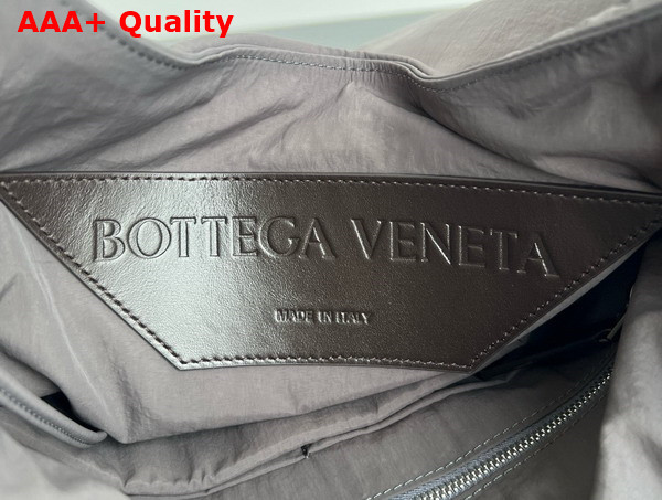 Bottega Veneta Large Crossroad Hobo Bag in Light Graphite Lightweight Padded Nylon with Adjustable Intrecciato Leather Strap Replica