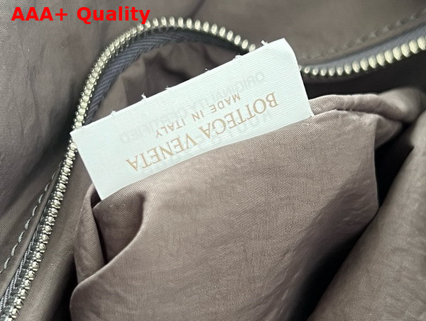 Bottega Veneta Large Crossroad Hobo Bag in Light Graphite Lightweight Padded Nylon with Adjustable Intrecciato Leather Strap Replica