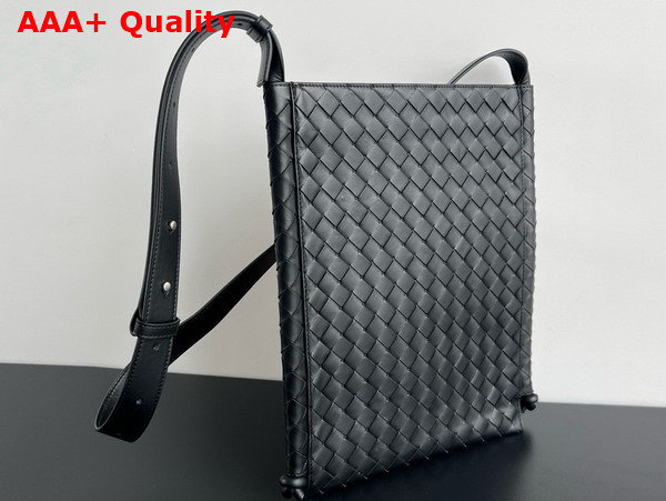 Bottega Veneta Large Flat Loop Black Intrecciato Leather Replica