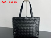 Bottega Veneta Large Intrecciato Zipped Tote in Black 786666 Replica