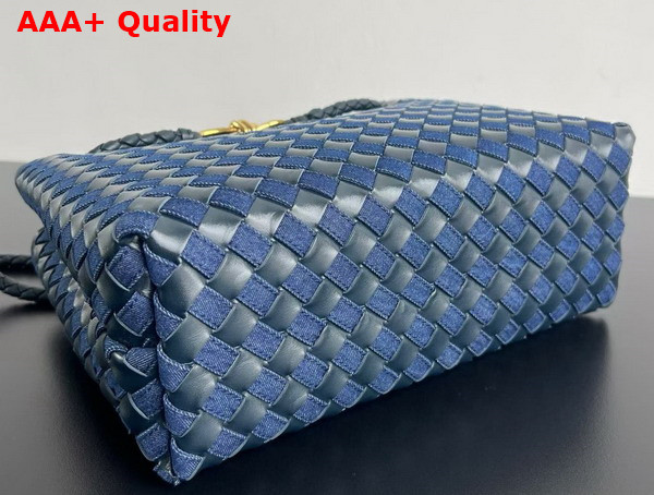 Bottega Veneta Medium Andiamo Bag in Intrecciato Leather and Denim Abyss Indigo Replica