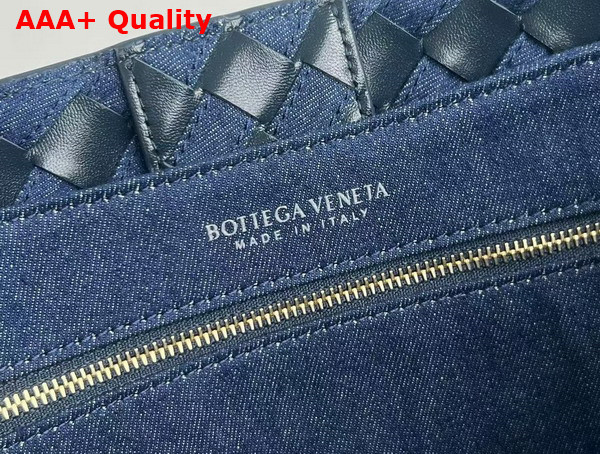 Bottega Veneta Medium Andiamo Bag in Intrecciato Leather and Denim Abyss Indigo Replica