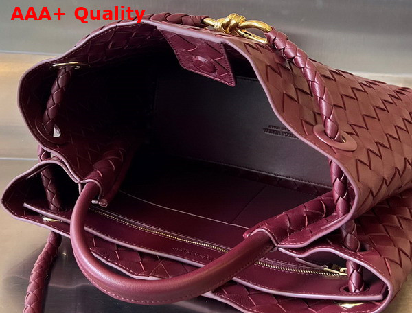 Bottega Veneta Medium Andiamo Top Handle Bag in Barolo Intrecciato Leather Replica