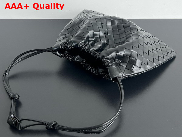 Bottega Veneta Medium Dustbag Black Intrecciato Calfskin Leather Replica