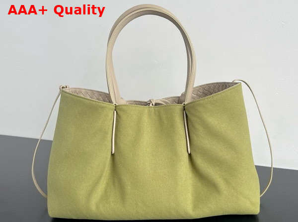 Bottega Veneta Medium Pinacoteca Reversible Tote Bag Ecru and Matcha Intrecciato Silky Calf Leather Replica