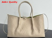 Bottega Veneta Medium Pinacoteca Reversible Tote Bag Ecru and Matcha Intrecciato Silky Calf Leather Replica