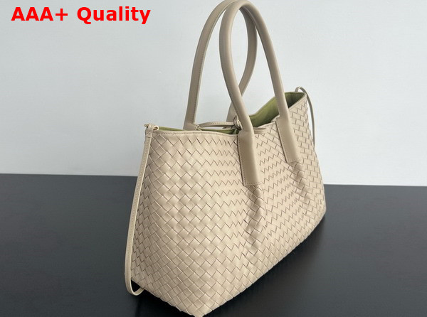 Bottega Veneta Medium Pinacoteca Reversible Tote Bag Ecru and Matcha Intrecciato Silky Calf Leather Replica