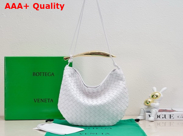 Bottega Veneta Medium Sardine Shoulder Bag in White Intrecciato Lambskin Replica