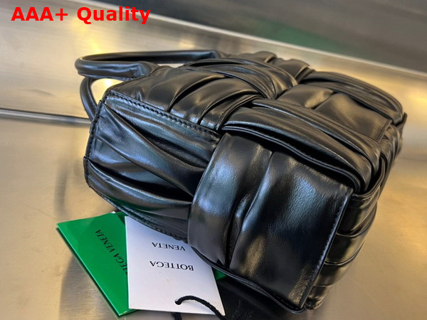 Bottega Veneta Mini Arco Tote Bag in Black Foulard Intreccio Leather Replica
