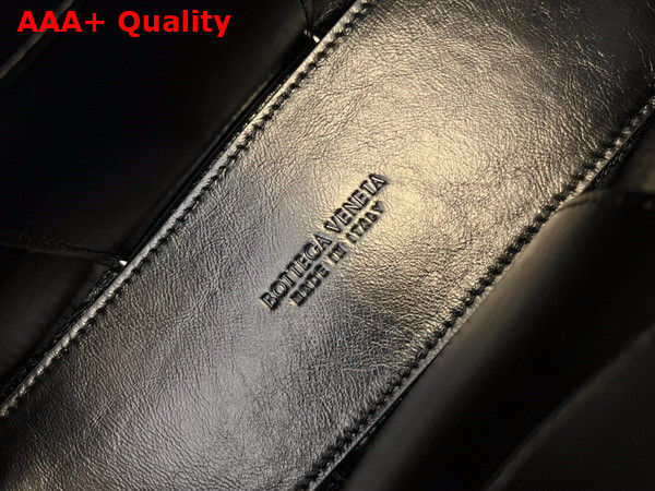 Bottega Veneta Mini Arco Tote Bag in Black Foulard Intreccio Leather Replica