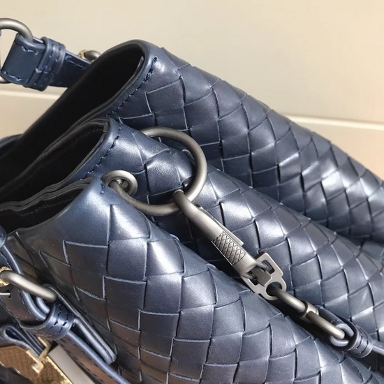 Bottega Veneta Mini Roma Bag in Dark Blue Calf Leather