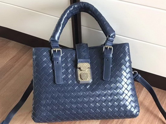 Bottega Veneta Mini Roma Bag in Dark Blue Calf Leather