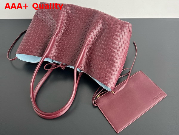 Bottega Veneta Pinacoteca Reversible Tote Bag Madder Brown and Lunar Intrecciato Silky Calf Leather Replica
