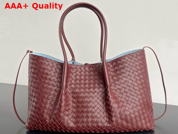 Bottega Veneta Pinacoteca Reversible Tote Bag Madder Brown and Lunar Intrecciato Silky Calf Leather Replica