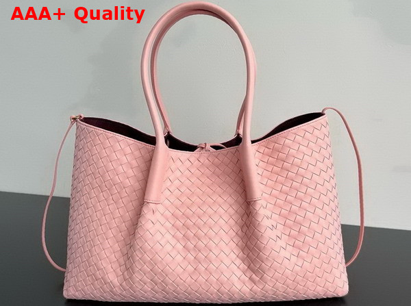Bottega Veneta Pinacoteca Reversible Tote Bag Rose and Barolo Intrecciato Silky Calf Leather Replica