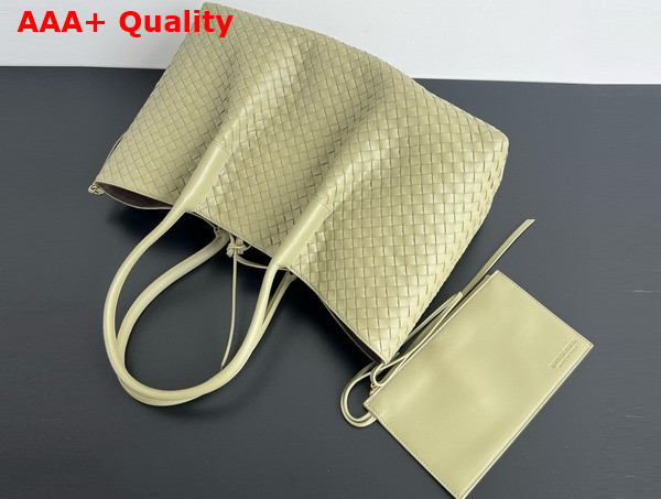 Bottega Veneta Pinacoteca Reversible Tote Bag Travertine and Fondant Intrecciato Silky Calf Leather Replica