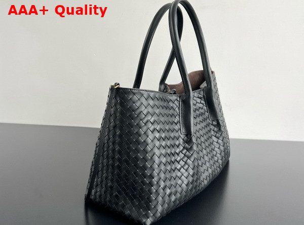 Bottega Veneta Pinacoteca Reversible Tote Bag in Black Intrecciato Silky Calf Leather Replica