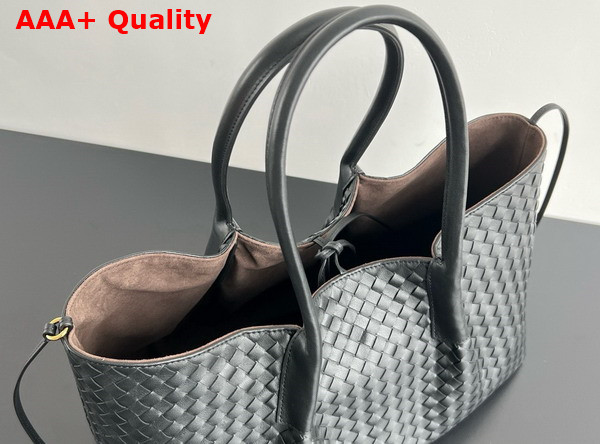 Bottega Veneta Pinacoteca Reversible Tote Bag in Black Intrecciato Silky Calf Leather Replica