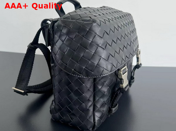 Bottega Veneta Postino Bag in Black Intrecciato Leather Replica