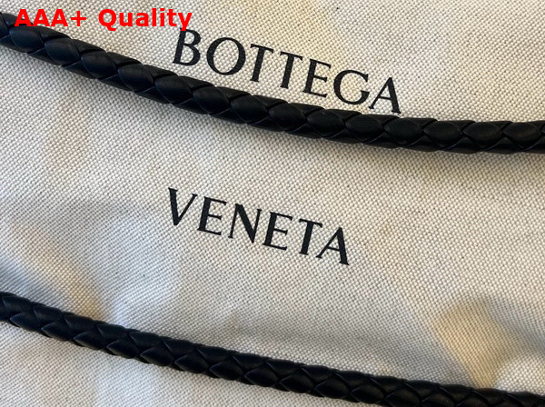 Bottega Veneta Quadronno Shoulder Bag in Canvas and Intrecciato Leather Natural Black Replica