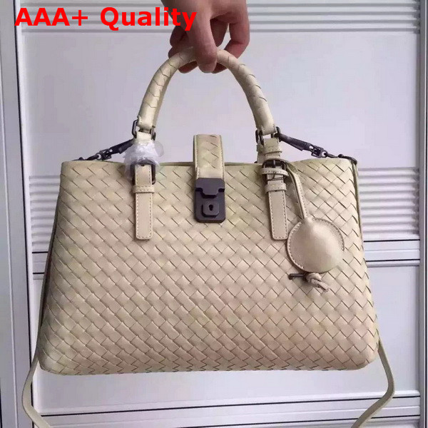 Bottega Veneta Roma Bag in Beige Intrecciato Calf Replica