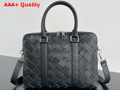Bottega Veneta Slim Intrecciato Briefcase Black Intrecciato Grained Leather Replica