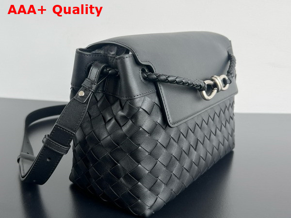 Bottega Veneta Small Andiamo Messenger Black Intrecciato Leather Replica