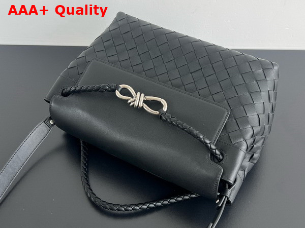 Bottega Veneta Small Andiamo Messenger Black Intrecciato Leather Replica