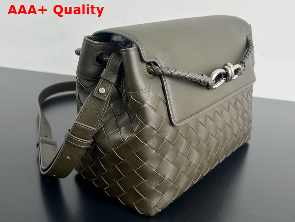 Bottega Veneta Small Andiamo Messenger Kaki Intrecciato Leather Replica
