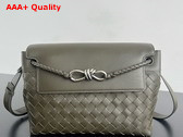 Bottega Veneta Small Andiamo Messenger Kaki Intrecciato Leather Replica