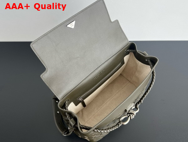 Bottega Veneta Small Andiamo Messenger Kaki Intrecciato Leather Replica