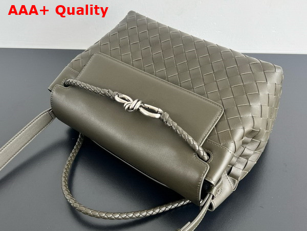 Bottega Veneta Small Andiamo Messenger Kaki Intrecciato Leather Replica