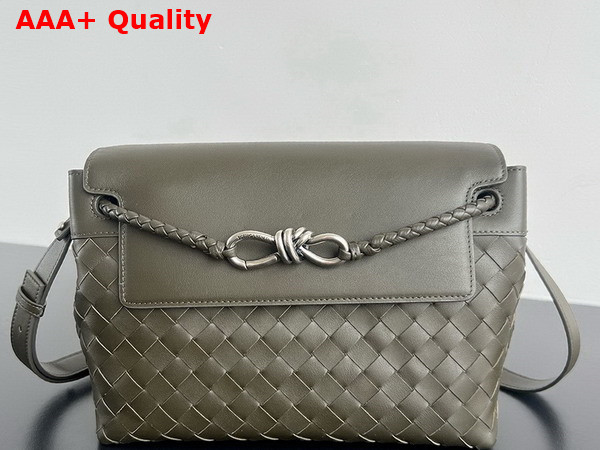 Bottega Veneta Small Andiamo Messenger Kaki Intrecciato Leather Replica