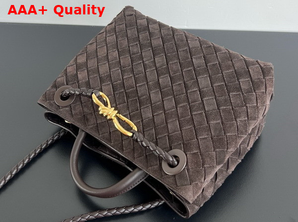 Bottega Veneta Small Andiamo Top Handle Bag in Fondant Supple Intrecciato Suede Replica