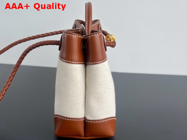 Bottega Veneta Small Andiamo Top Handle Bag in Weathered Leather and Canvas Natural Light Wood Replica