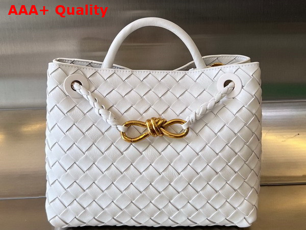 Bottega Veneta Small Andiamo White Intrecciato Leather Replica