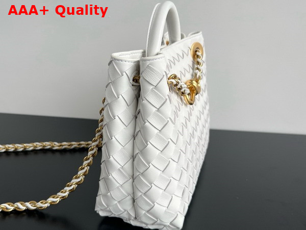 Bottega Veneta Small Andiamo with Chain in White Intrecciato Leather Replica