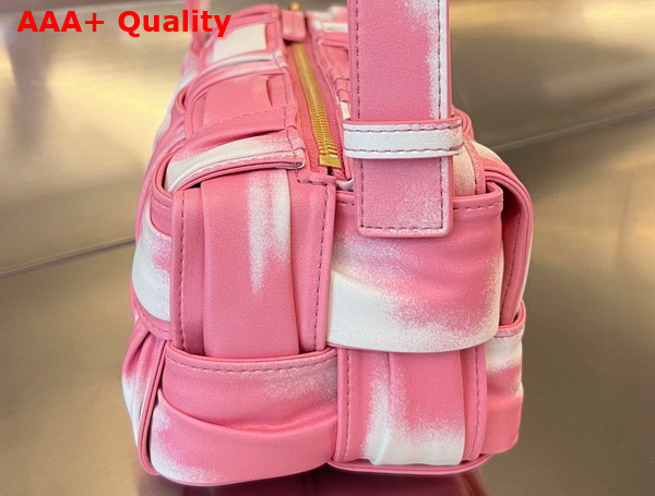 Bottega Veneta Small Brick Cassette in Pink Multicolor Foulard Intreccio Leather Replica