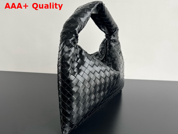 Bottega Veneta Small Hop Bag in Black Intrecciato Calf Leather Replica