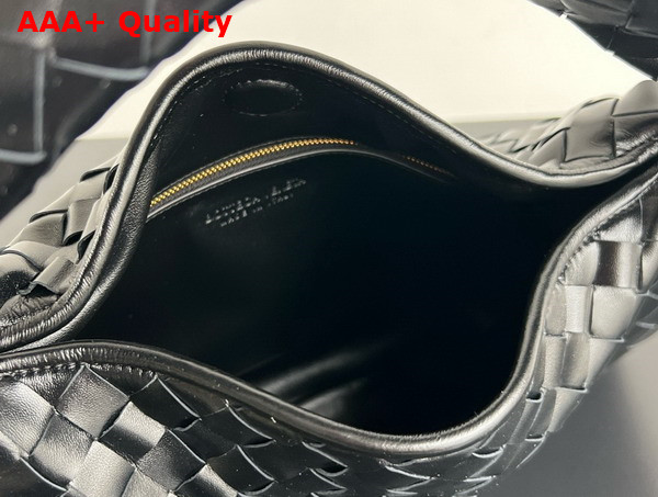 Bottega Veneta Small Hop Bag in Black Intrecciato Calf Leather Replica
