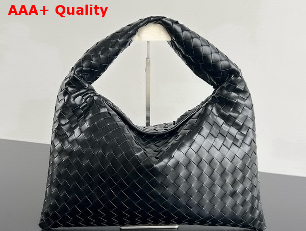 Bottega Veneta Small Hop Bag in Black Intrecciato Calf Leather Replica
