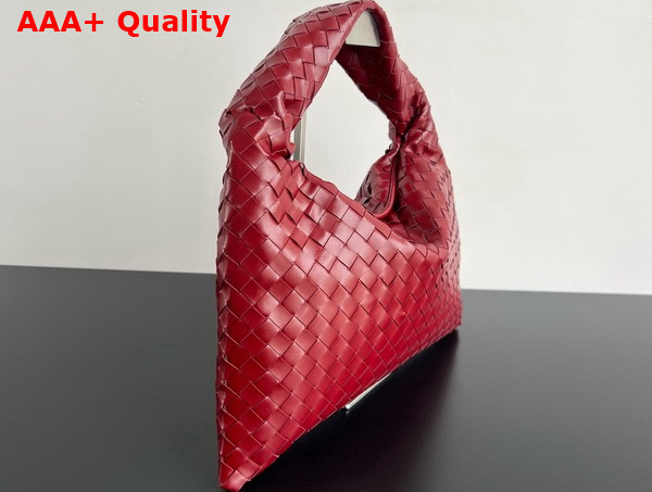 Bottega Veneta Small Hop Bag in Cherry Red Intrecciato Calf Leather Replica