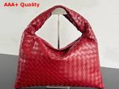 Bottega Veneta Small Hop Bag in Cherry Red Intrecciato Calf Leather Replica