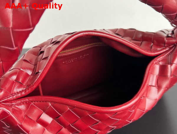 Bottega Veneta Small Hop Bag in Cherry Red Intrecciato Calf Leather Replica