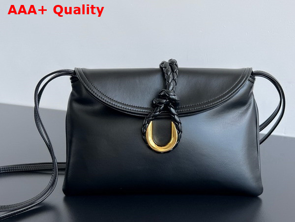 Bottega Veneta Small Liberta Crossbody Bag in Black Smooth Calf Leather Replica